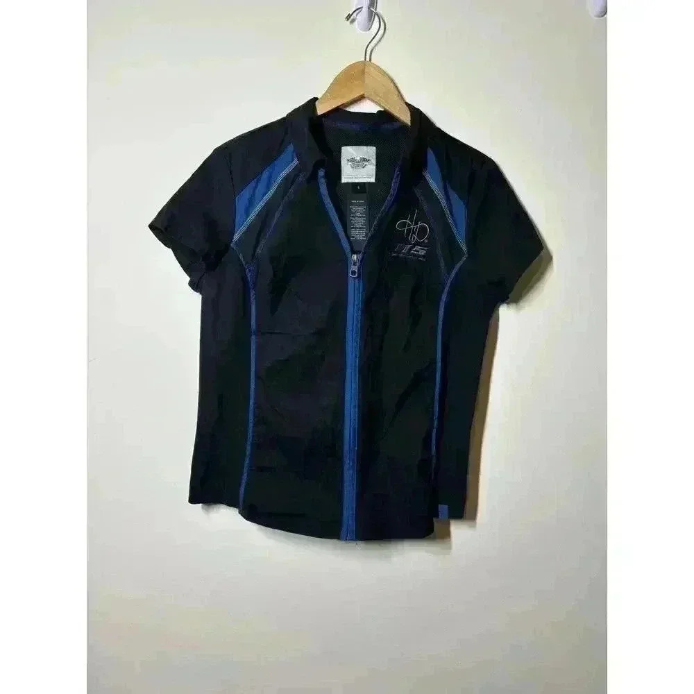 Harley-Davidson Black and Blue Women's Blouse